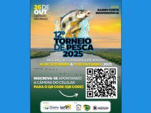 Últimos dias de inscrição para 12º Torneio de Pesca Esportiva em Castilho