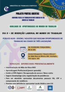 Participe do Dia D de Inserção Laboral no Mercado do Trabalho em Três Lagoas