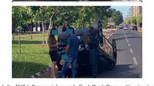 Capotamento em Três Lagoas nesta terça-feira. VEJA O VÍDEO