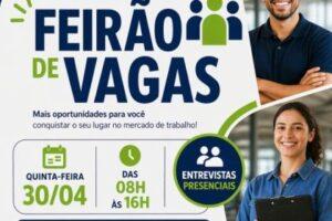 Três Lagoas terá Feirão de Vagas no Dia do Trabalhador com entrevistas presenciais