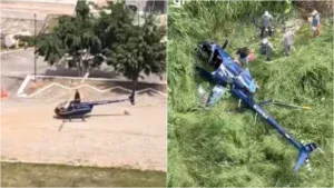 Helicóptero cai na Paraíba com quatro pessoas a bordo; vídeo