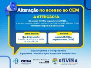 Atenção: acesso ao CEM de Selvíria será alterado neste fim de semana