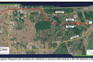 Acessos da rotatória da BR-262 serão fechados para obras do novo Posto Fiscal