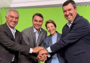 Flávio Bolsonaro recebe apoio de Riedel, Azambuja e Tereza Cristina; Contar não participou