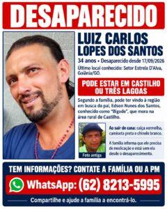 *FAMÍLIA PROCURA LUIZ CARLOS LOPES DOS SANTOS*